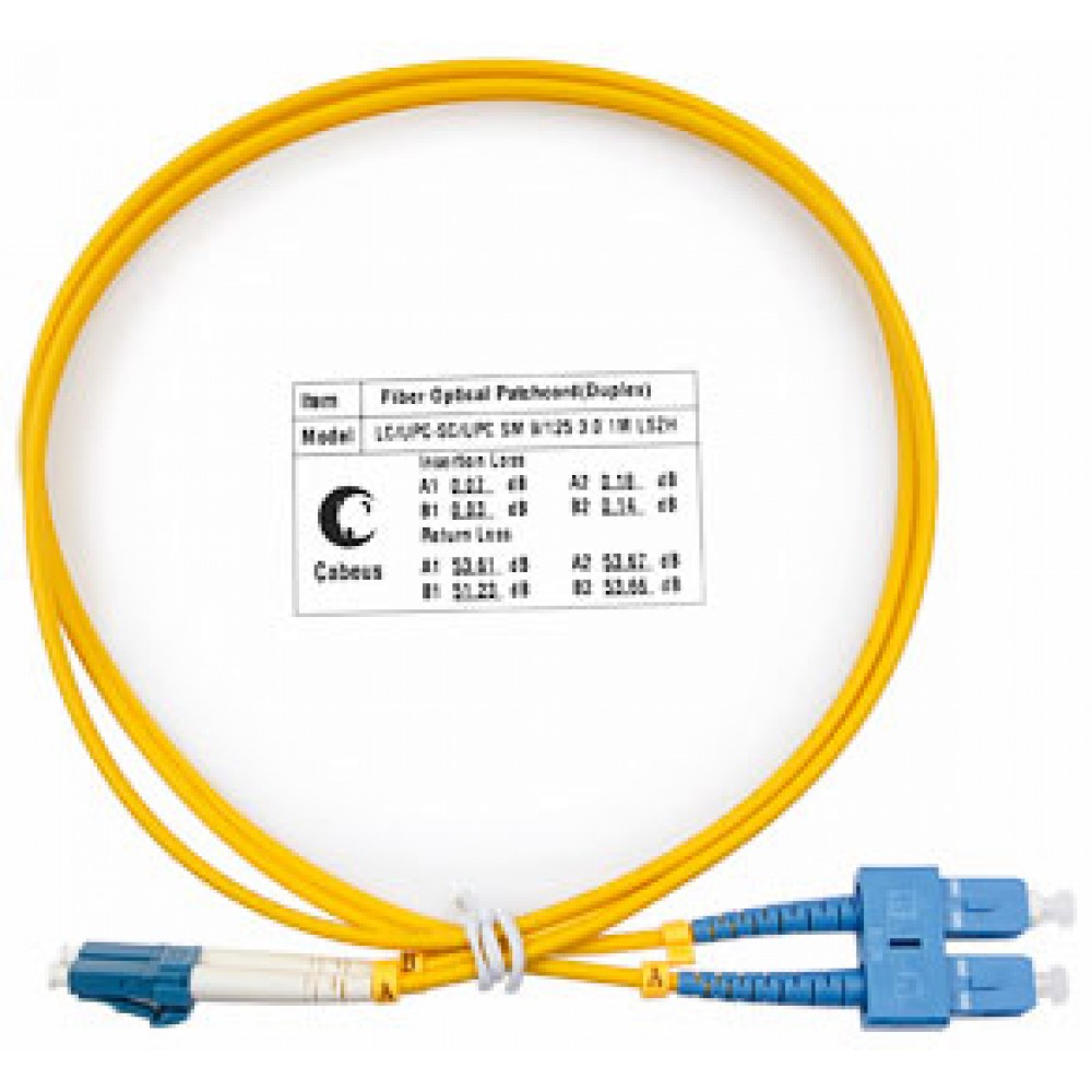 Cabeus FOP(d)-9-LC-SC-1m Шнур оптический duplex LC-SC 9/125 sm 1м LSZH