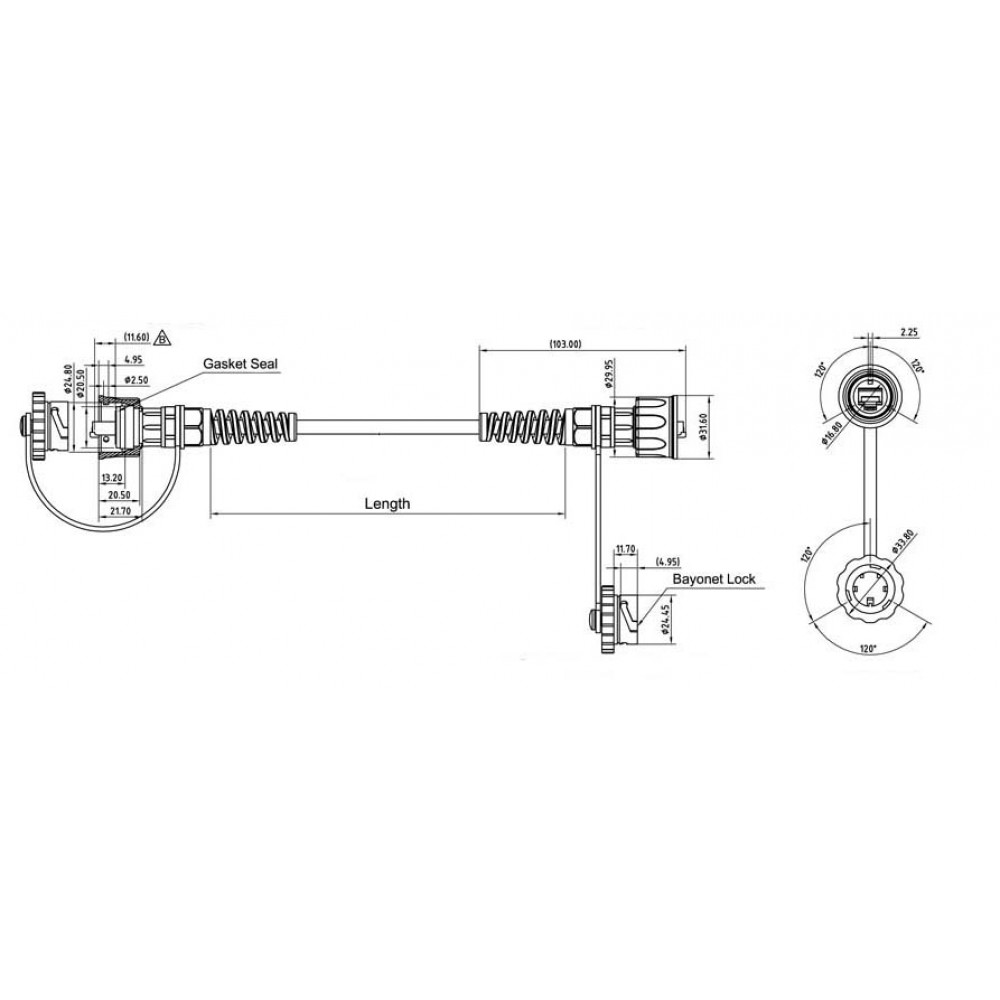 PC-IE-LPM-UTP-RJ45-RJ45-C5e-2M-BK Промышленный патч-корд U/UTP, IP67, категория 5e, с защитными крышками, 2 м, черный Hyperline